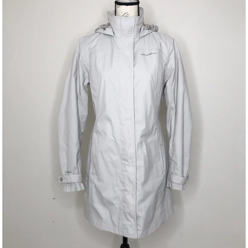 Eddie Bauer Women's Traveler Packable Rain Trench Coat Beige size Small